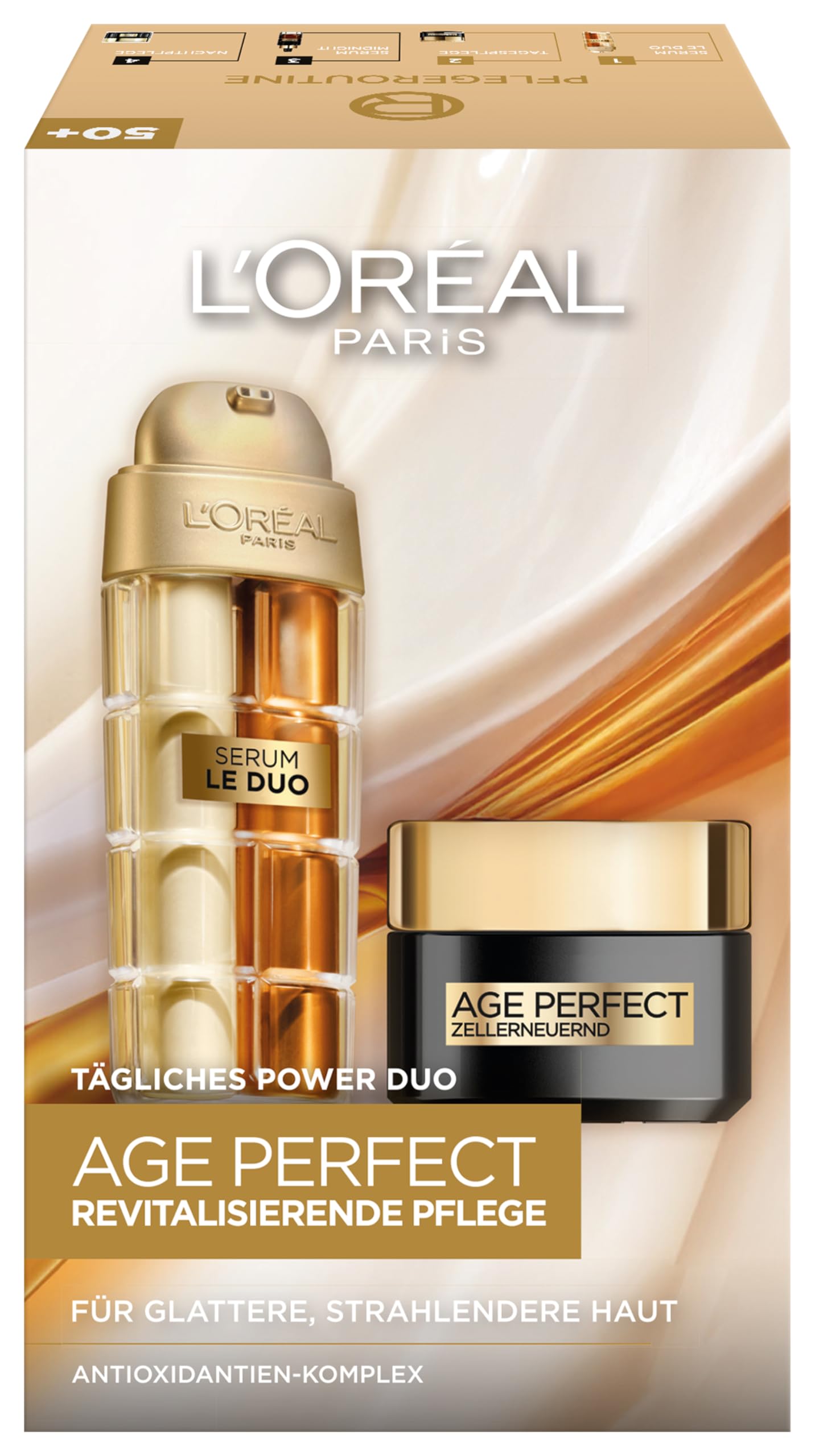 L'Oréal Paris Age Perfect Anti-Aging Routine Serum Le Duo & Zell-Renaissance Tagespflege Geschenkset 30 ml 50ml