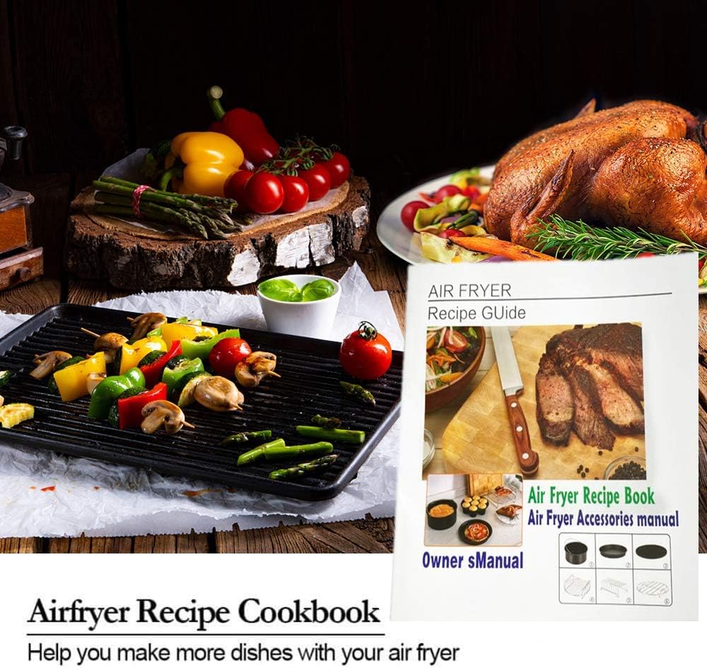 17 Pcs Air Fryer Accessories with Recipe Cookbook Compatible with Growise Phillips Cozyna Fit All Air Fryer 3.2QT - 5.8QT, 7in Deep Fryer Accessories: Home & Kitchen