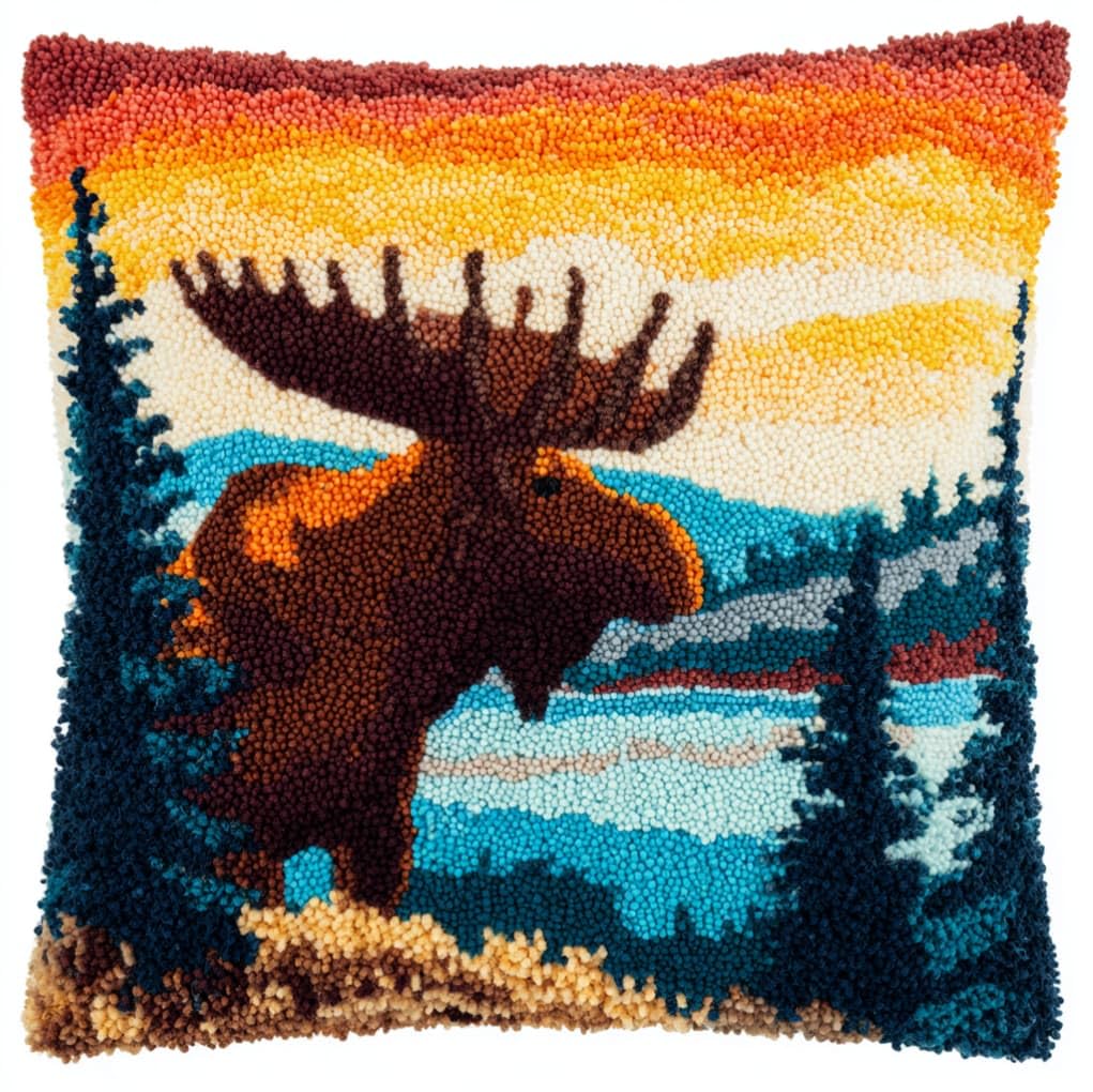AxiangziK Latch Hook Cushion Kits for Adults,Moose
