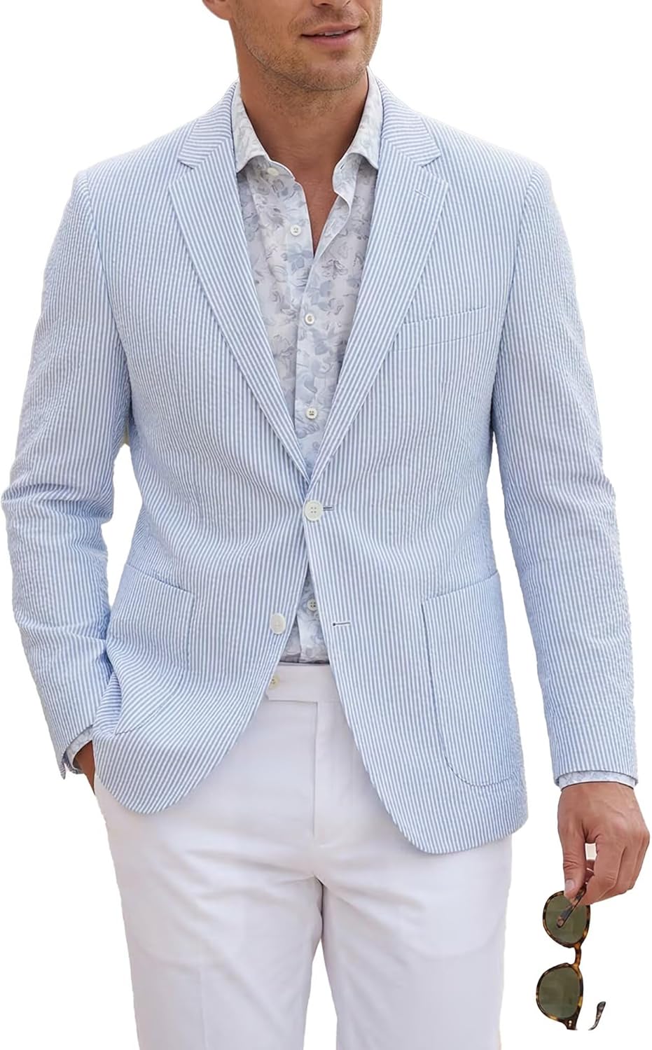 Seersucker Men’s Suits Blazer Separate Slim Fit Suit Jackets for Men Summer Wedding Prom Tuxedo Sports Coat