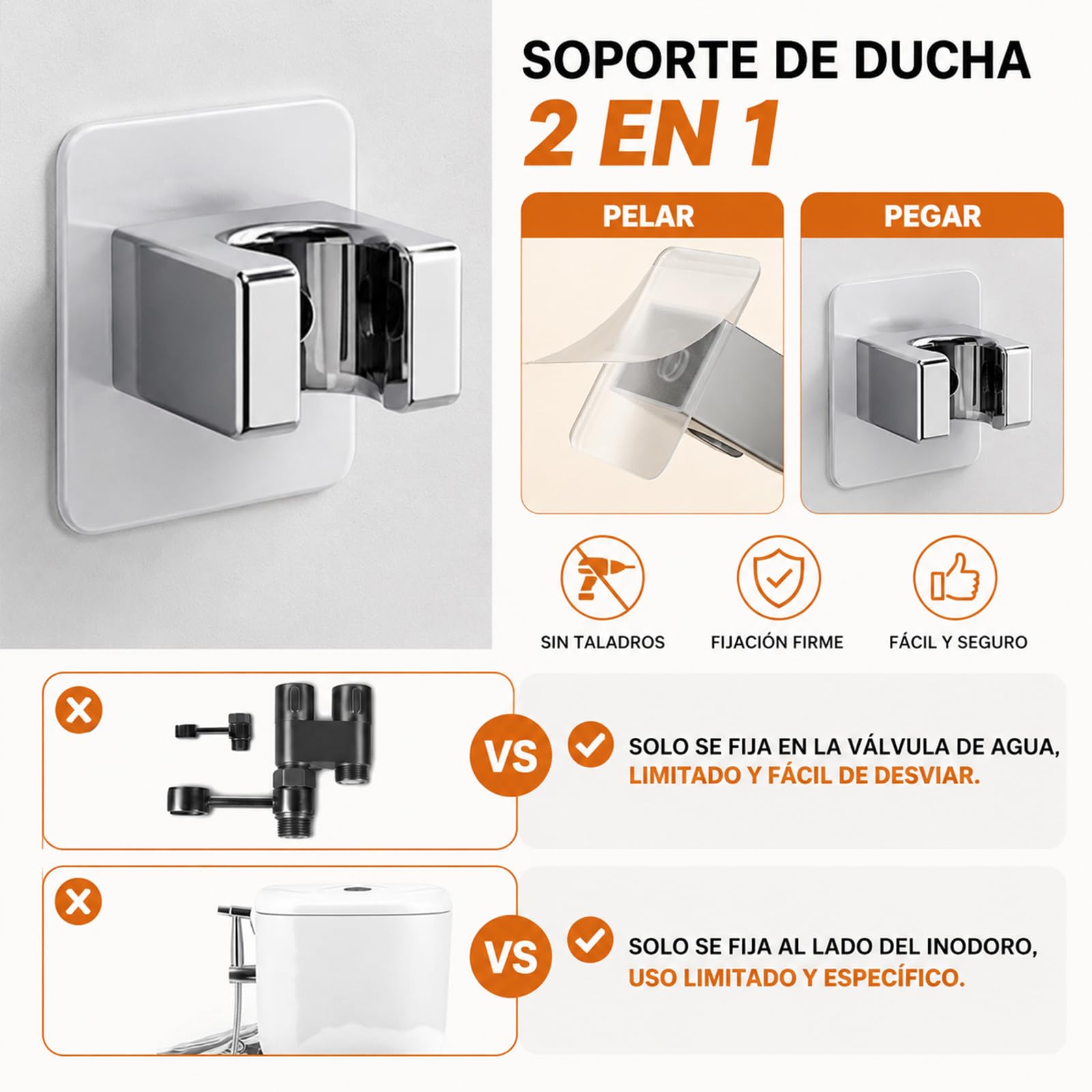 Ducha Higiénica WC con Soporte Integrado, Grifo Bidet de Latón con Manguera Espiral 1.5m, Fácil Instalación sin Obras, Pulverizador para Baño y Limpieza (Kit Actualizado)