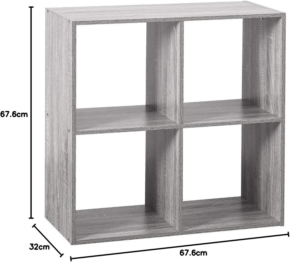 Dimensions of the 5five Mix n Modul 4-Shelf Unit: 67.6cm height, 67.6cm width, 32cm depth