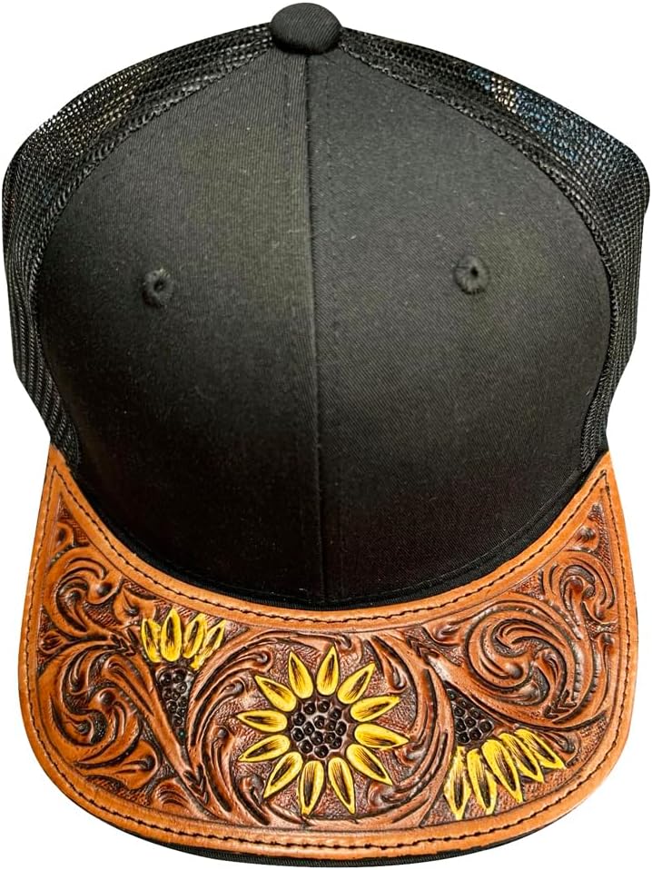 American Darling Men/Women Adjustable Cap With Leather On Visor Black | Vintage
