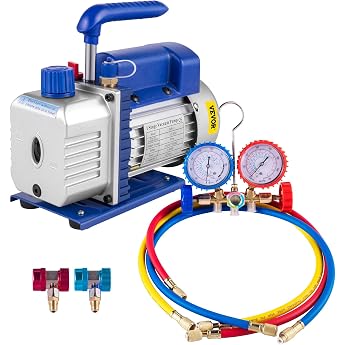 Mophorn Set Vacuum Pump for Refrigerant, 3 CFM 1/4HP HVAC, Collector Gauge AC/DC in a Cool Stick