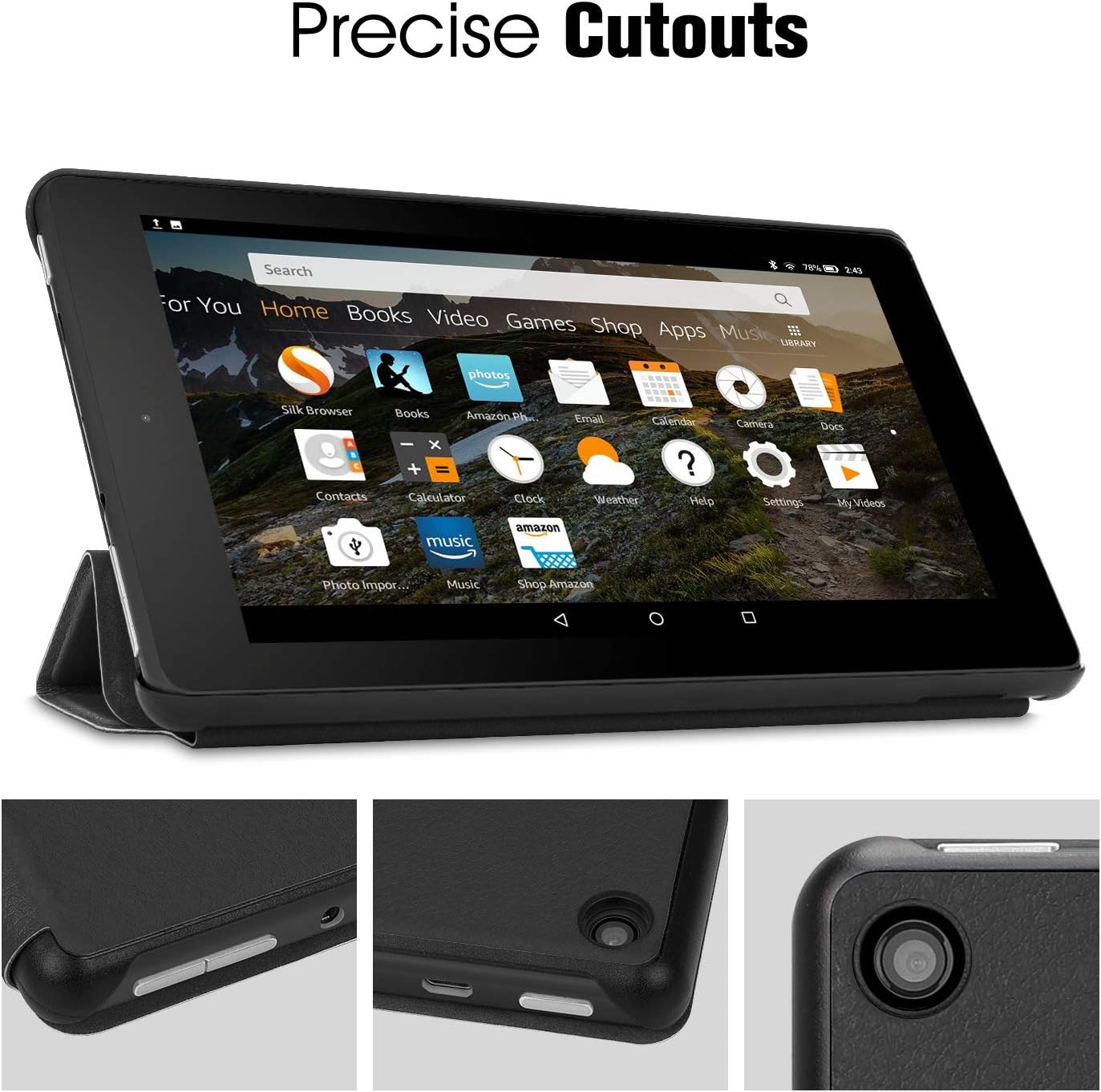 Fintie Slim Case for Amazon Fire 7 Tablet (9th Generation, 2019 Release), Ultra Lightweight Slim Shell Standing Cover with Auto Wake/Sleep, Black