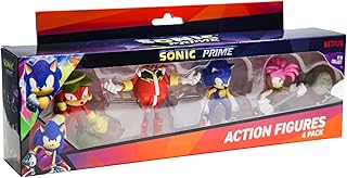 BANDAI Sonic Prime Action Figures 4 Pack Set 2 | 4 7.5cm Sonic The Hedgehog Articulated Figures Based On The Sonic Prime Netflix TV Show | Sonic Toys Make Great Gaming Merchandise For Adults And Kids