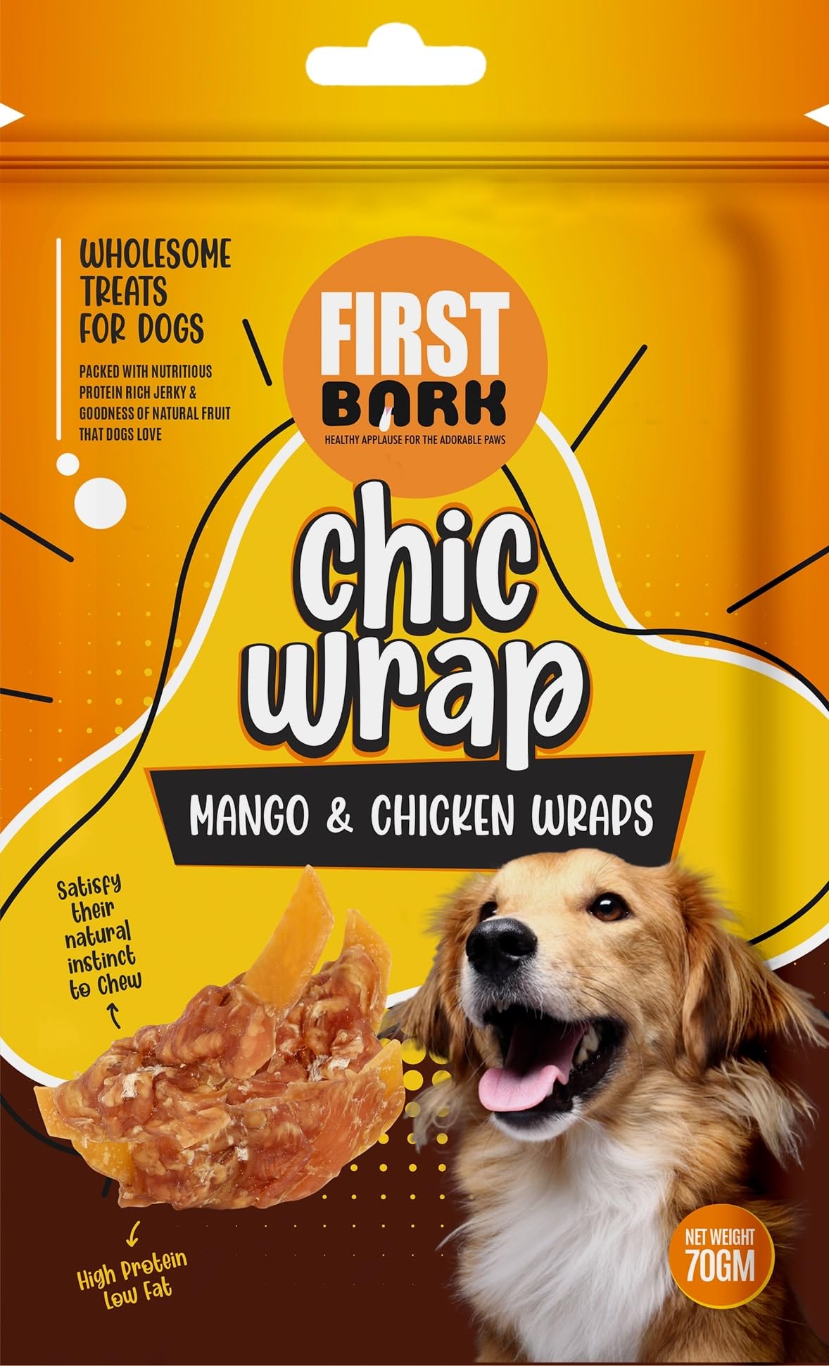 Chic Wrap Mango & Chicken Wrap Wholesome Treats for Dogs Satisfy Their Natural Instinct to Chew 100% Human Grade Protein Jerky70g (Pack of 3) Sold by DogsNCats