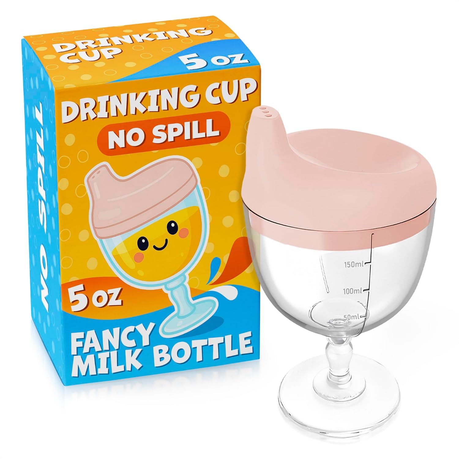 VIKROM Baby Goblet Sippy Cup for Toddlers, Spill-Resistant Wine Glass 5 Oz