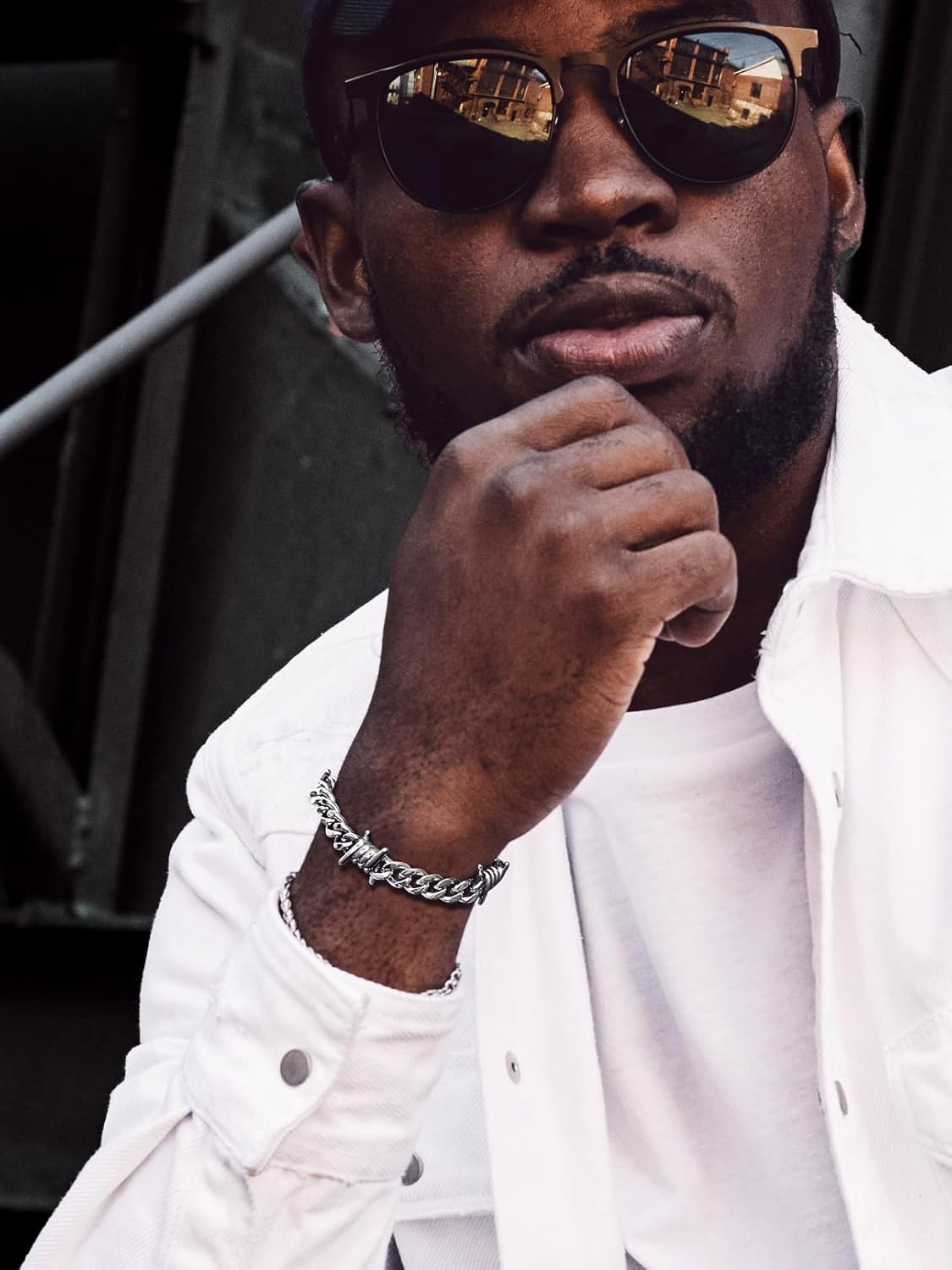 Bandmax Barbed Wire Chain Bracelets for Men Women Stainless Steel/Black/Gold Thorn Cuban Link Chains Bracelet Adjustable Punk Emo Style Jewelry - Image 4