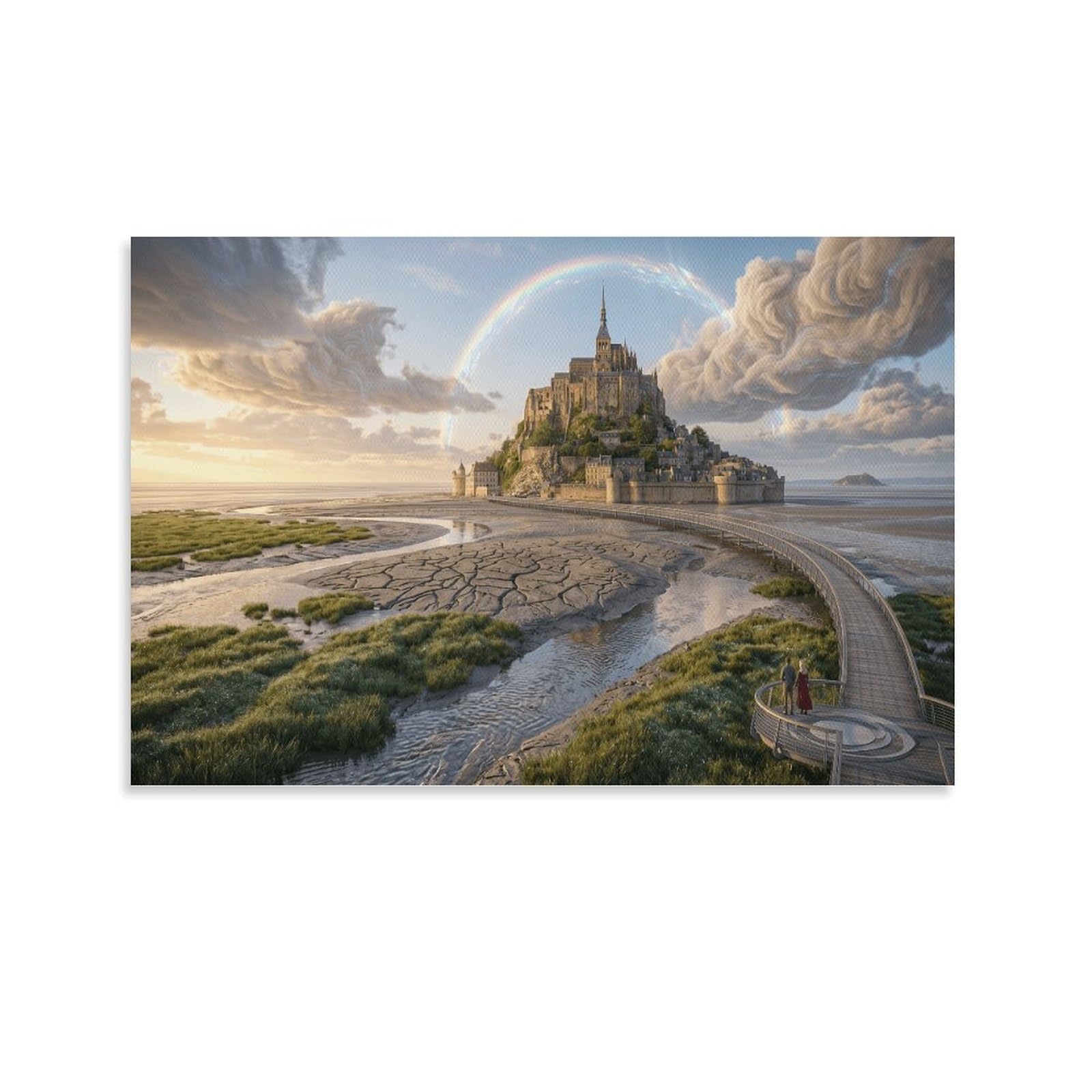 XPASHIQWC Mont Saint-Michel France Poster Artwork Canvas Prints Picture Modern Wall Art Picture Wall Hanging for Home Decorations 12x18inch(30x45cm)