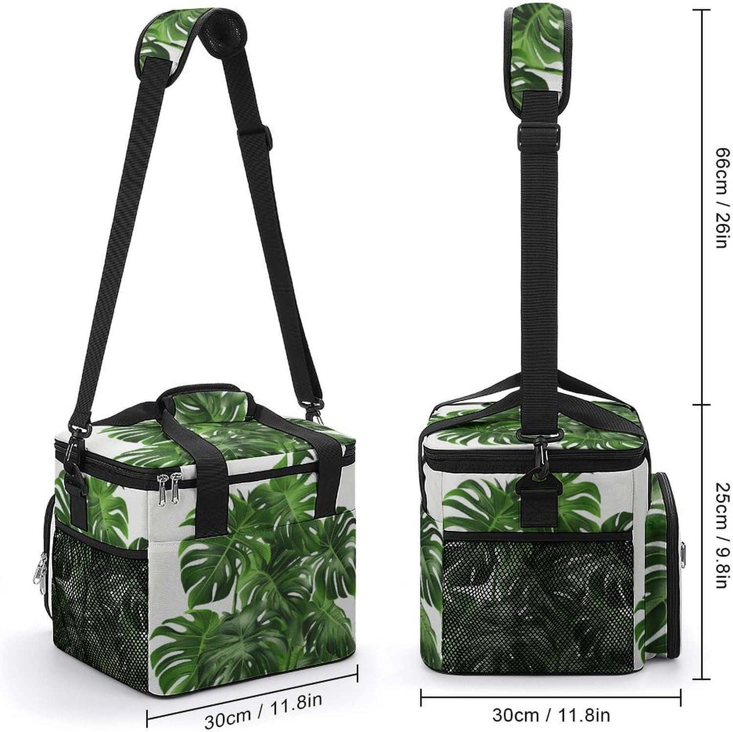 Large-Capacity Oxford Cloth Monstera Deliciosa Banana Palm Printed Camping Ice Bag, Outdoor Portable Insulation and Cold Storage Bag, Enjoy A Cool Camping Time