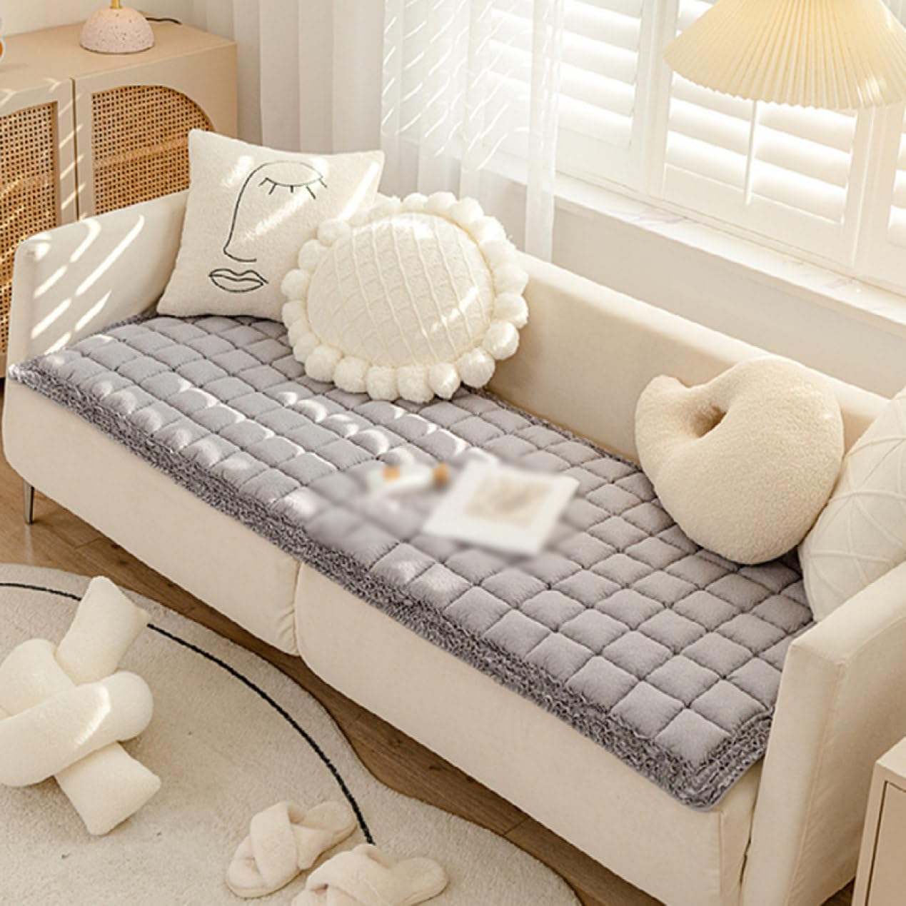 一人暮らしのお部屋にもぴったり！一人用ソファ クリーム色 ロング