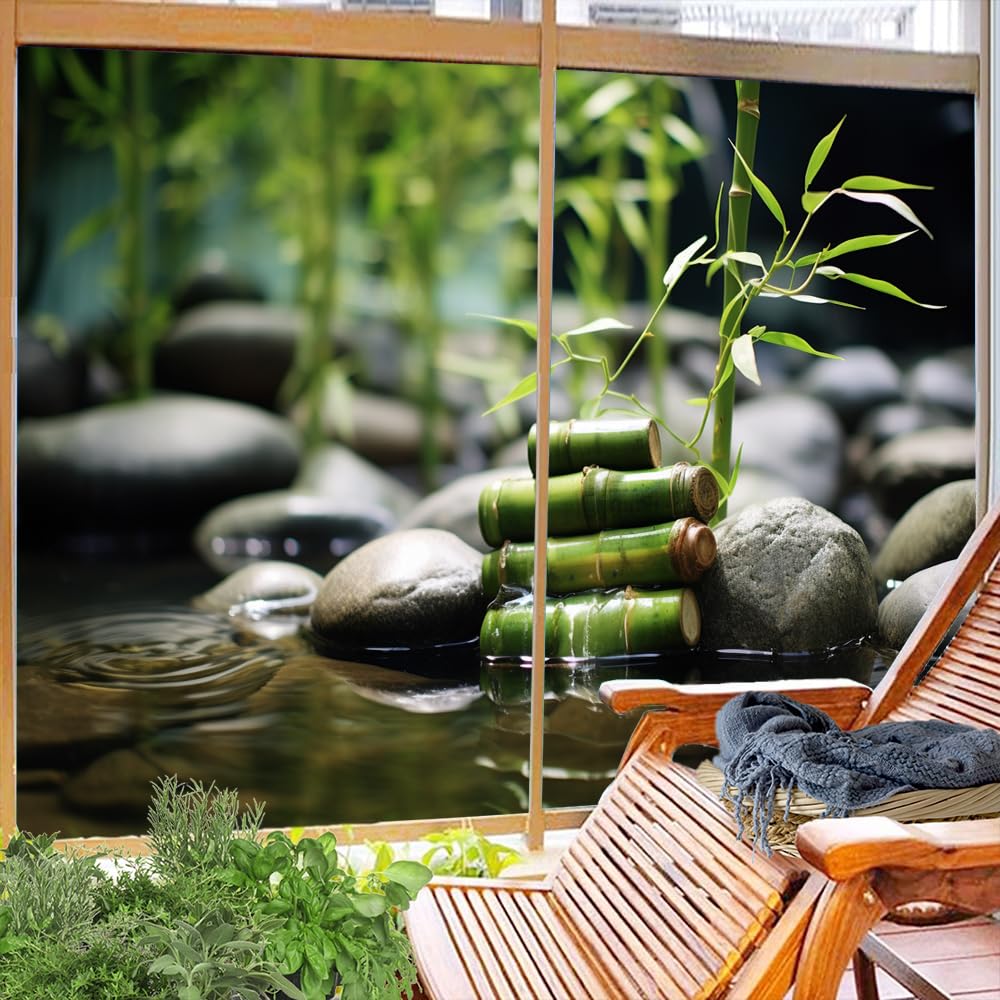 Klares Wasser Bambus Buntglas Fensterfolie Botanischer Stein Stillleben  Moderner Stil Privatsphre Fensterfolie Nicht Klebende Glasfolie Dekorative  Statische Frischhaltefolie fr Home Office 90 x 140 : Amazon.de: Kche,  Haushalt & Wohnen
