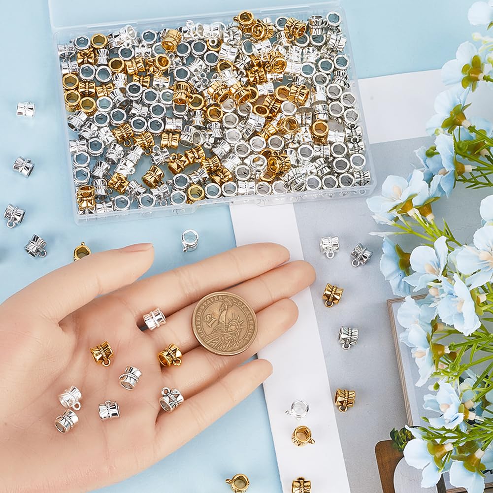 160pcs Connector Bail Beads - Small Silver Spacer Beads For Jewelry Making