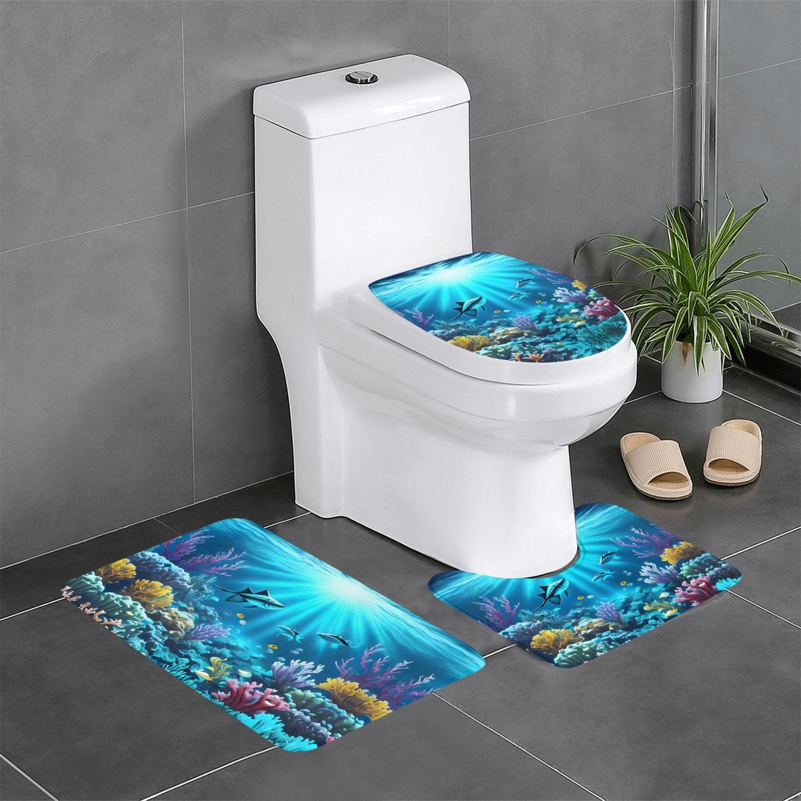 Tapis de salle de bain Submarine Coral Rays idéal pour sécuriser le sol de la douche et des WC
