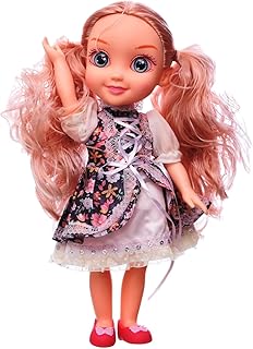 عروسة بلاستيكية للبنات بريتي سمايلينج لها عيون جميلة بشعر أشقر طويل وفستان منفوش تضيف المزيد من الترفيه- متعددة الألوان