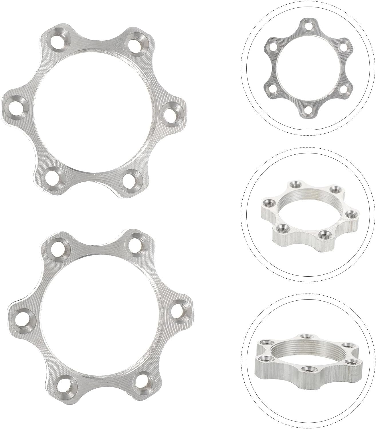 Milisten 2pcs Bicycle Freewheel Threaded Wheel Hub Disk Brake Adapter 6-Hole 44mm Bolt Flange Disc Brake Mount Set