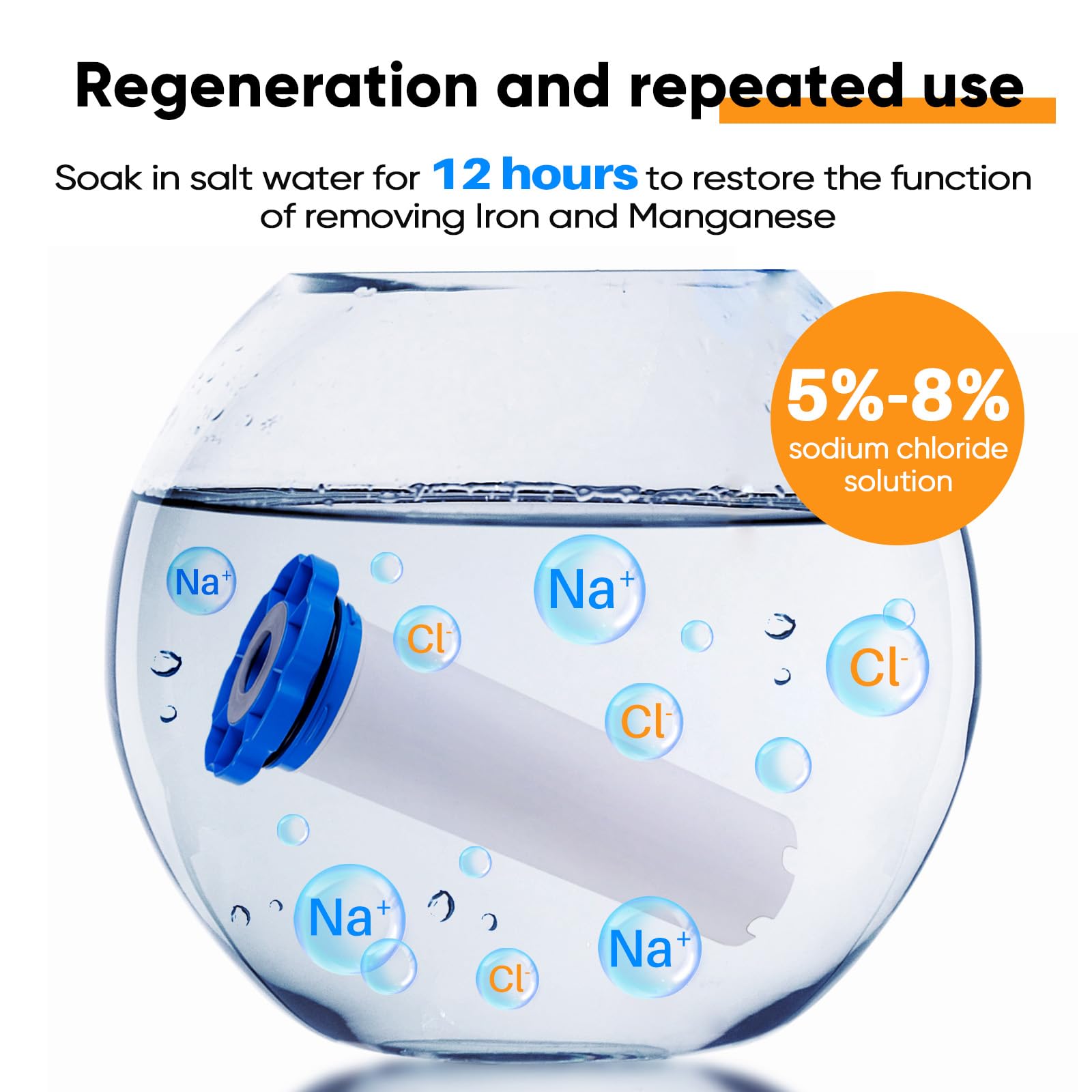 PUREPLUS Filtro de agua de 1 etapa para toda la casa, con filtro de agua reductor de manganeso de hierro, cartucho de sedimentos de 10 x 4.5 pulgadas, carcasa universal, para agua de pozo