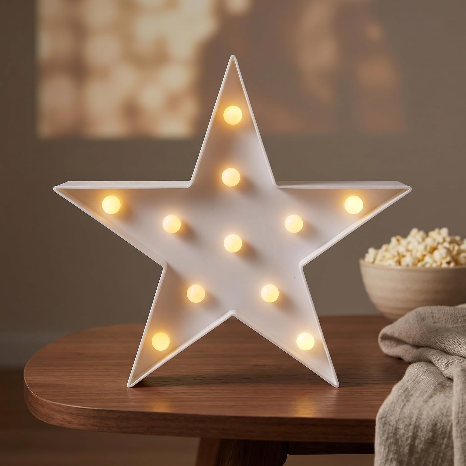 YARNOW 3pcs Light Up Star Marquee Sign - LED Battery Operated Star Lamp - Cute Night Light for Room Movie Night Holiday Party Wedding & Baby Shower Decorations