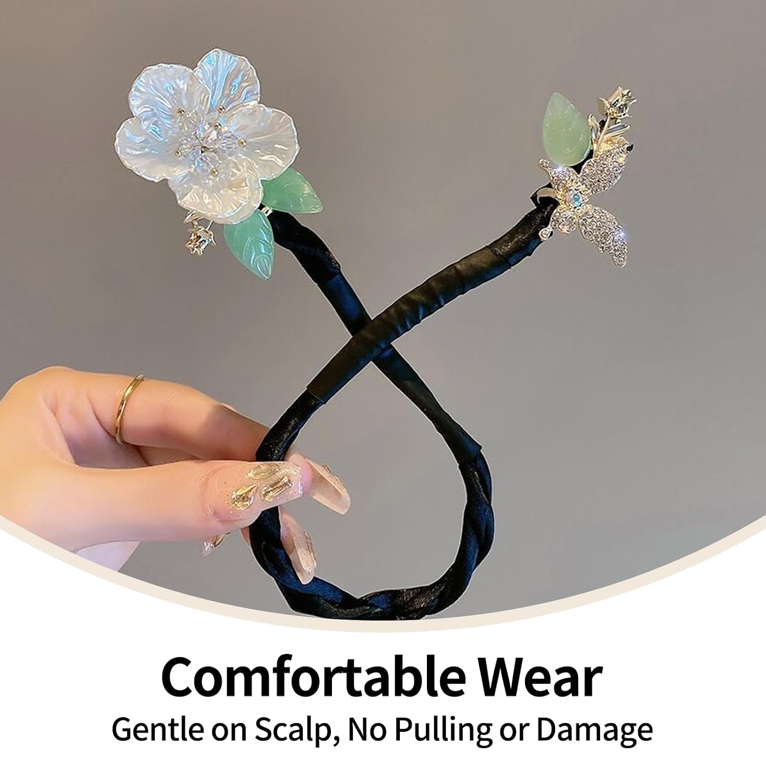 2Pcs Elegant Crystal Bun Maker, French Twist Hair Tool, Easy Updo Accessories For Women, Lazy Curler Braid Tools, Stylish Styling Clips, Beautiful Ribbon Bow Knot Design