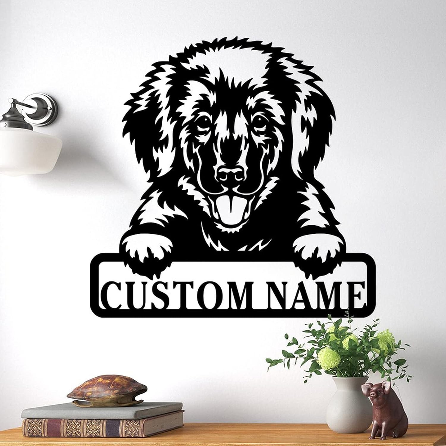 SILYHEART Personalized Dog Name Sign Custom Pet Name Metal Sign Olden Mountain Dog Metal Wall Art Dog Memorial Plaque Metal Animal Lover Sign Custom Dog Mom Gift Outdoor Home Decor 24in