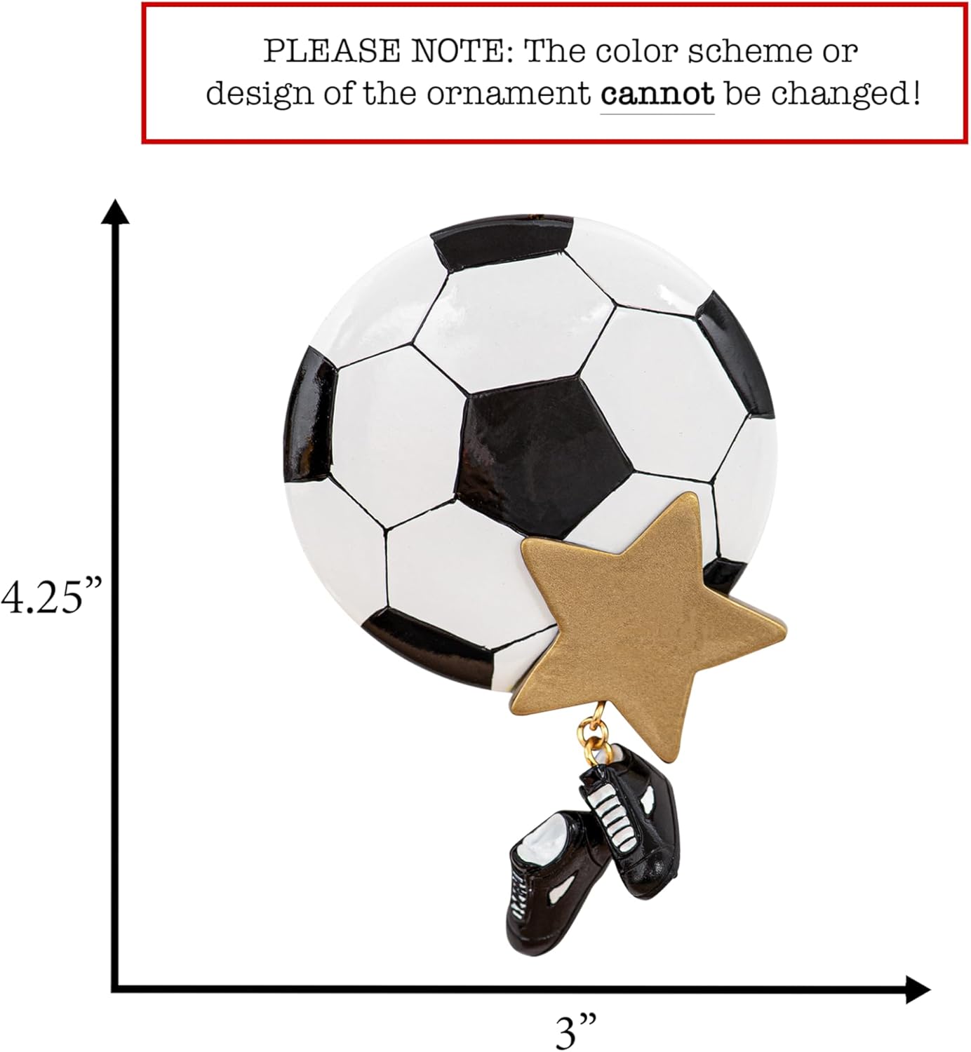 Personalized Soccer Christmas Ornament 2025 | Soccer Ball with Star & Dangle Cleats/Shoes for Xmas Tree - Customized Gift for Soccer Player Coach Team Fan | Custom Unique Keepsake Gift - Image 2