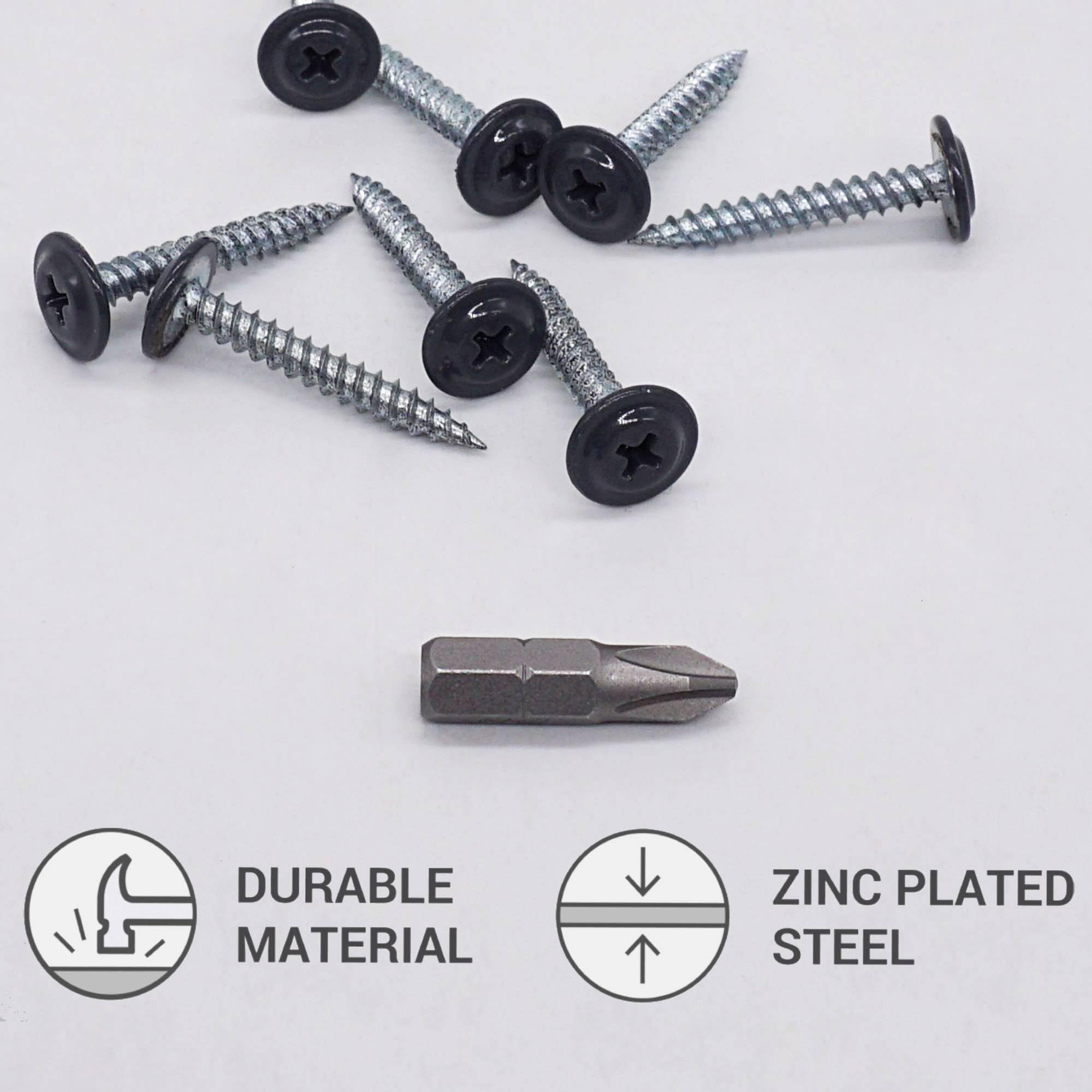 SKIR'CO (50 pcs) Painted 4.2 x 30 mm Self Tapping Wood Screws, Metal Screw, PH Modified Truss Head (Graphite Grey RAL 7024) - Image 3