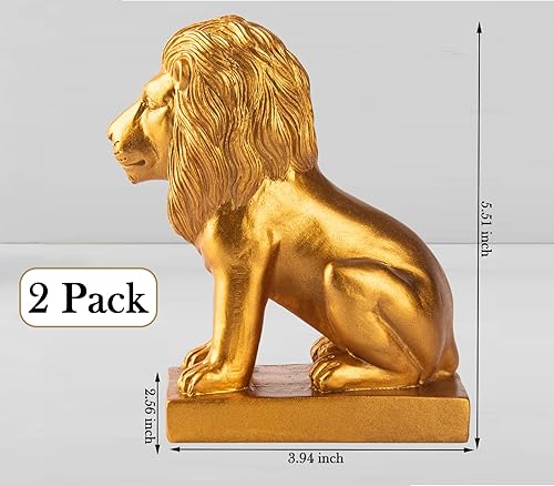 Miniatura 4 de Extremos de libro de león para el hogar, 2 sujetalibros dorados, decoración para libros, sujetalibros resistentes para estantes, estantes antiq