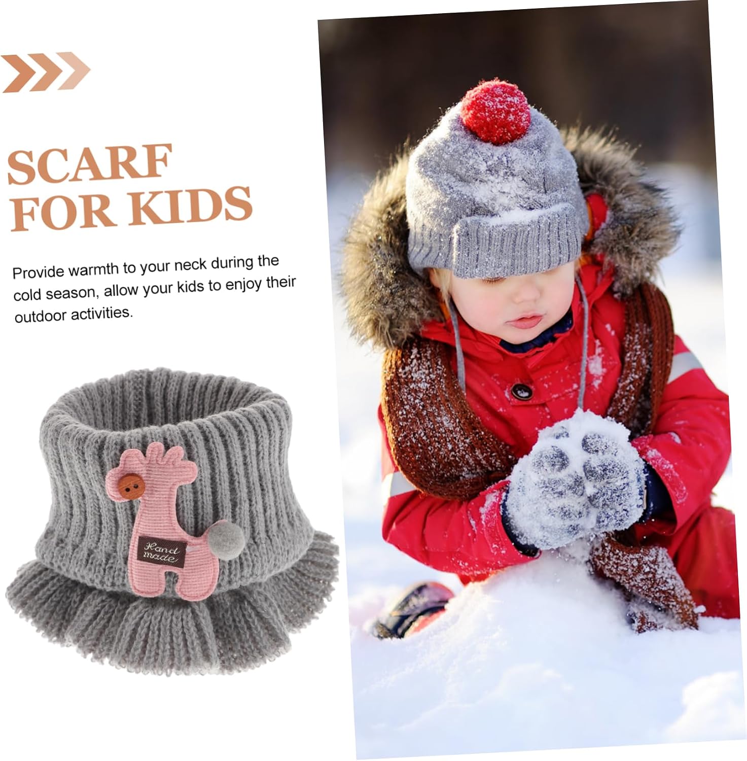 NOLITOY Adorable Cartoon Scarf Knitted for Boys and Girls Boys Girls Winter Warm Neck Wrap Travel Friendly