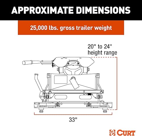 Miniatura 2 de CURT 16059 A25 Enganche deslizante de quinta rueda, 25,000 libras, se adapta a Silverado seleccionado, sistema Sierra Puck