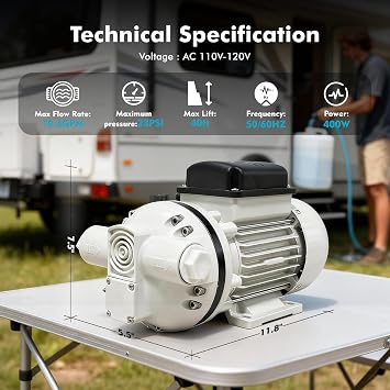 AC 110V-120V Diesel Exhaust Fluid Transfer Pump Self-Priming Electric Diaphragm DEF Pump for Urea, Oil, Water & Irrigation.Diaphragm Pumps with 400W, 10.6 GPM, 36ft Lift(White)