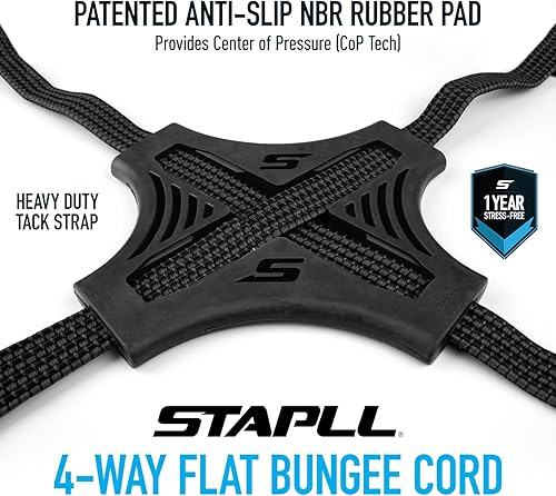 Miniatura 2 de Paquete de 2 correas de tachuela, cuerda elástica plana de 4 vías con agarre de almohadilla de goma, cordón elástico antideslizante, perfecto para