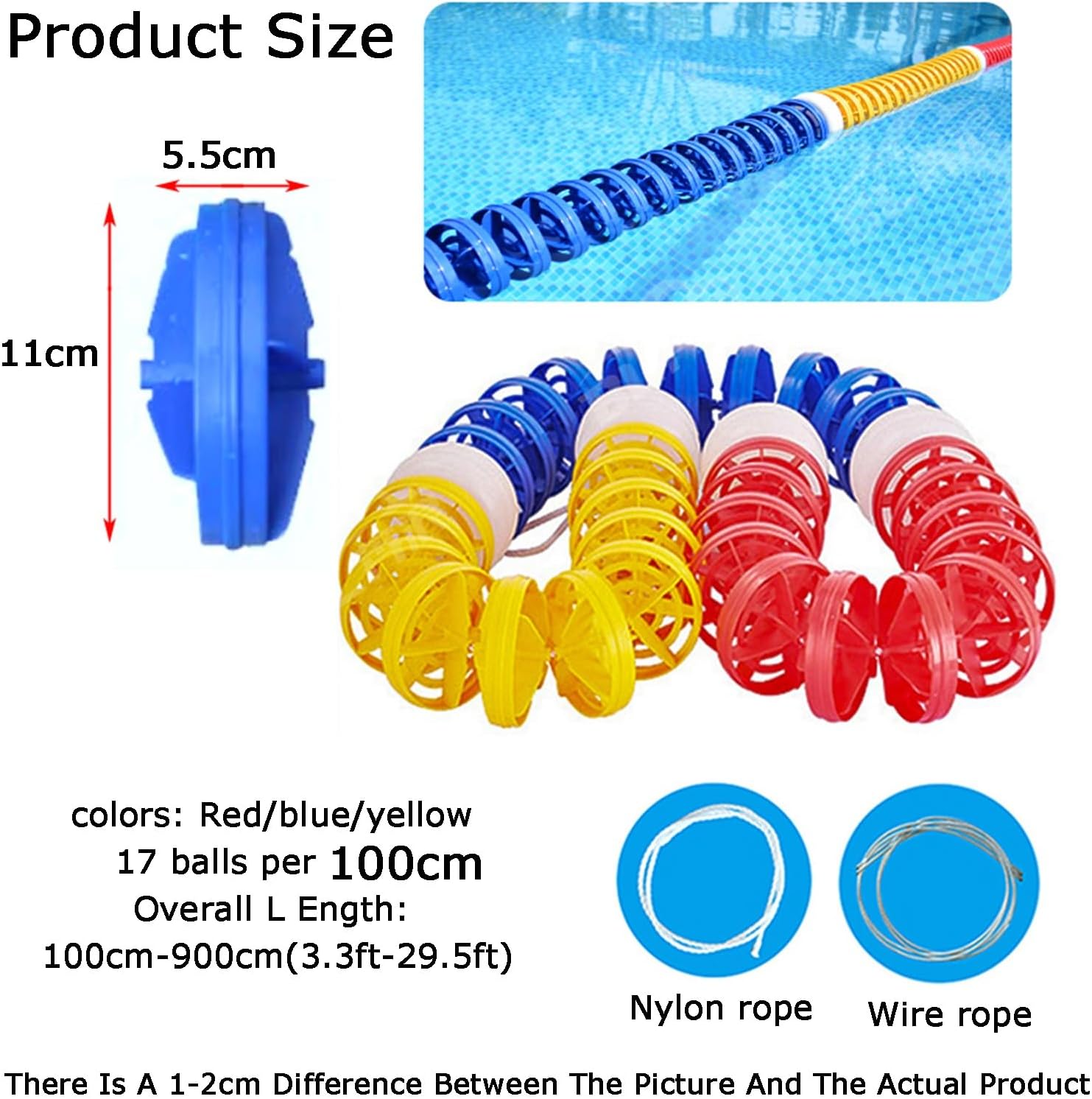 Floating Pool Safety Divider - Competitive Lane Line with Windmill Buoys for Water Parks & Shallow Beaches - Enhance Safety & Fun in Swimming Pools