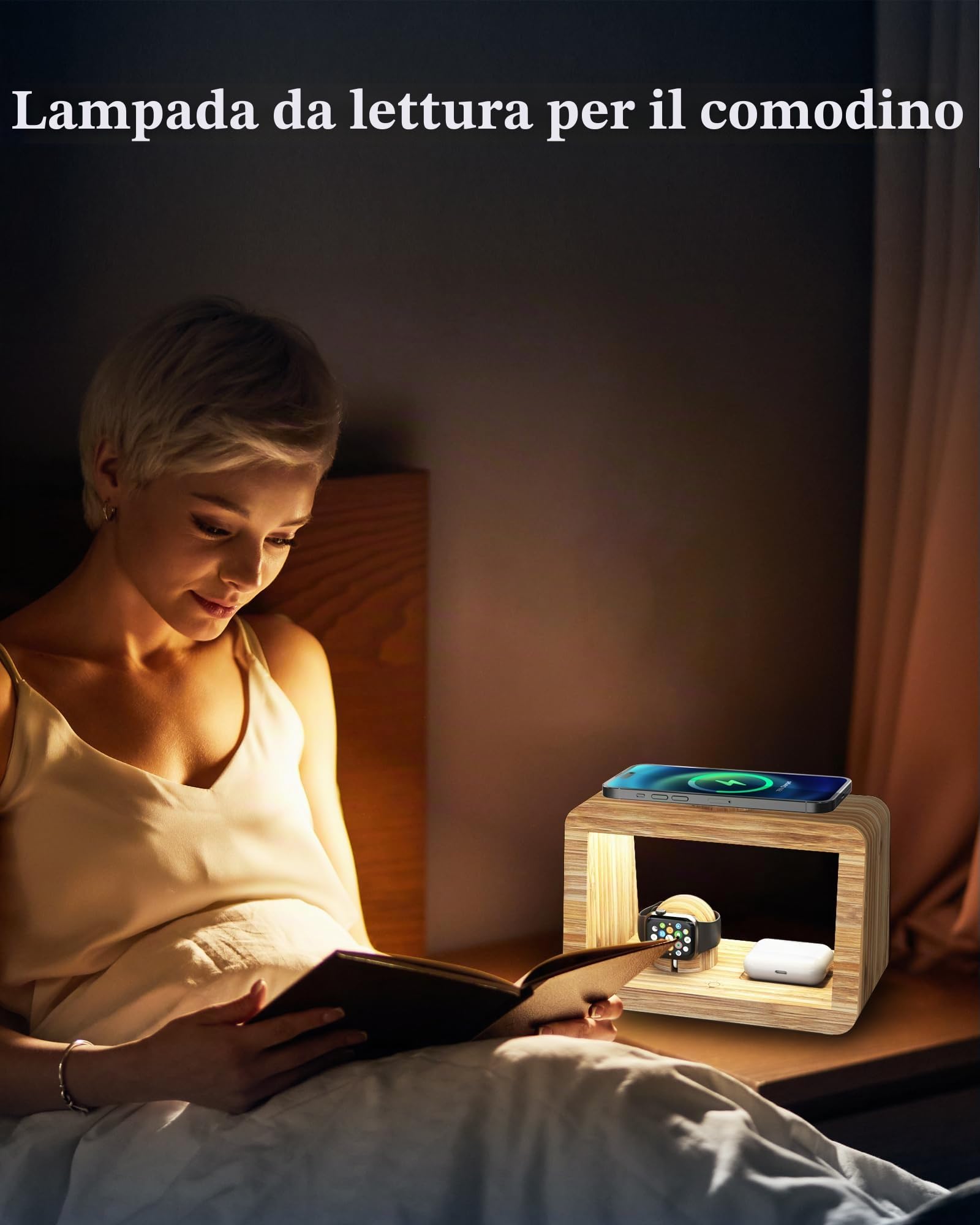 Stazione di ricarica wireless: caricabatterie wireless 3 in 1 con luci notturne-stazione di ricarica rapida i Phone compatibile con i Phone 16/15/14/13/12/11 Pro Max/Xs Max/8, Air Podes Pro