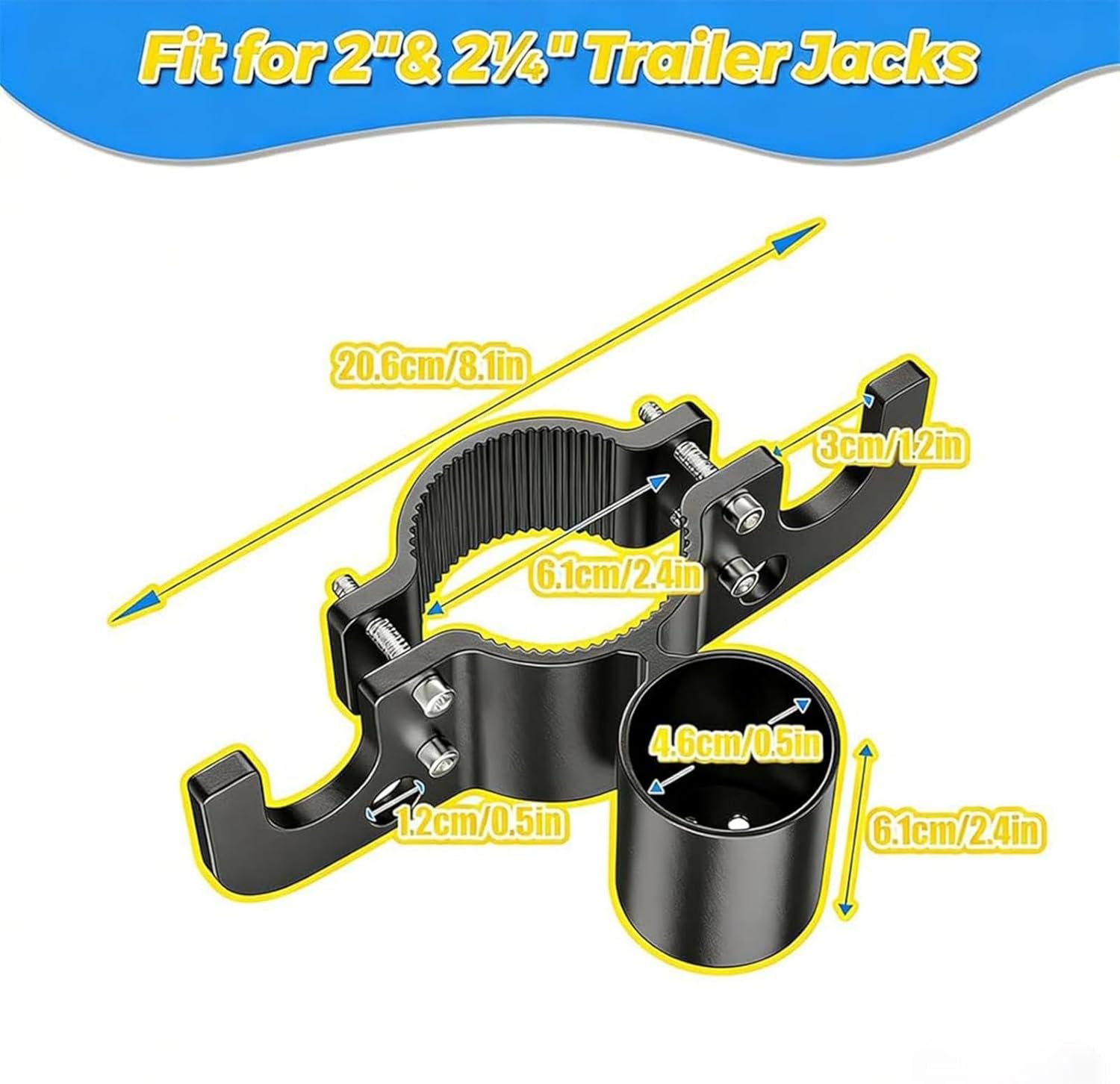 Aluminum Trailer Chain Holder,2026 New Aluminum RV Towing Chain Organizer & 7-Way Plug Holder, Heavy Duty Anti-Rust Cable Wire Harness Holder for 2" 2¼" Tongue Jack RV Camper Towing (3)