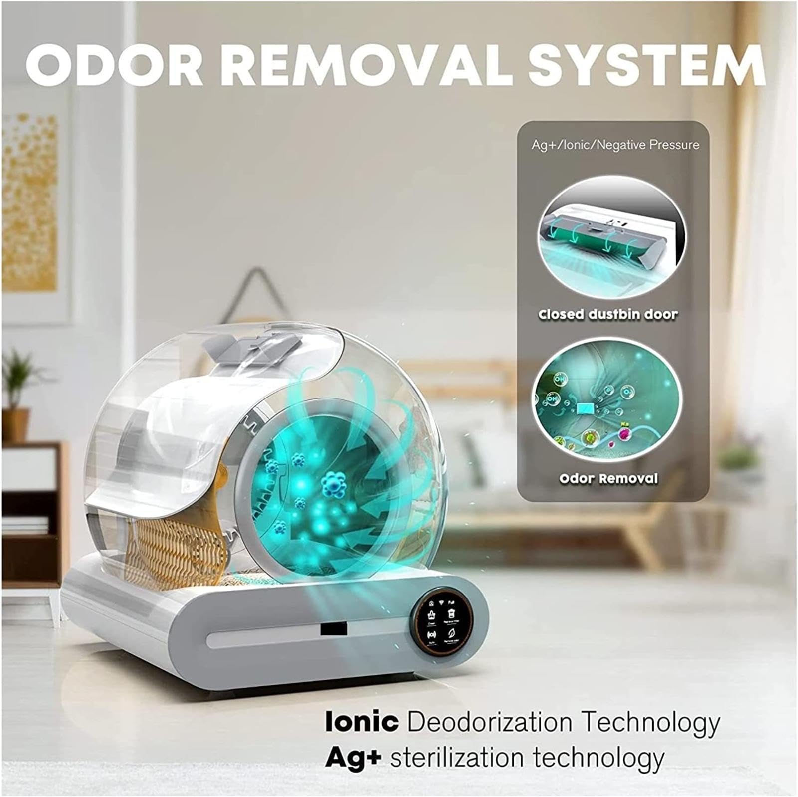 Arenero Autolimpiable para Gatos 65 L + 9 L De Gran Capacidad | Control De App | Desodorante Iónico | Areneros Cerrados para Gatos | Arenero Inteligente para Varios Gatos