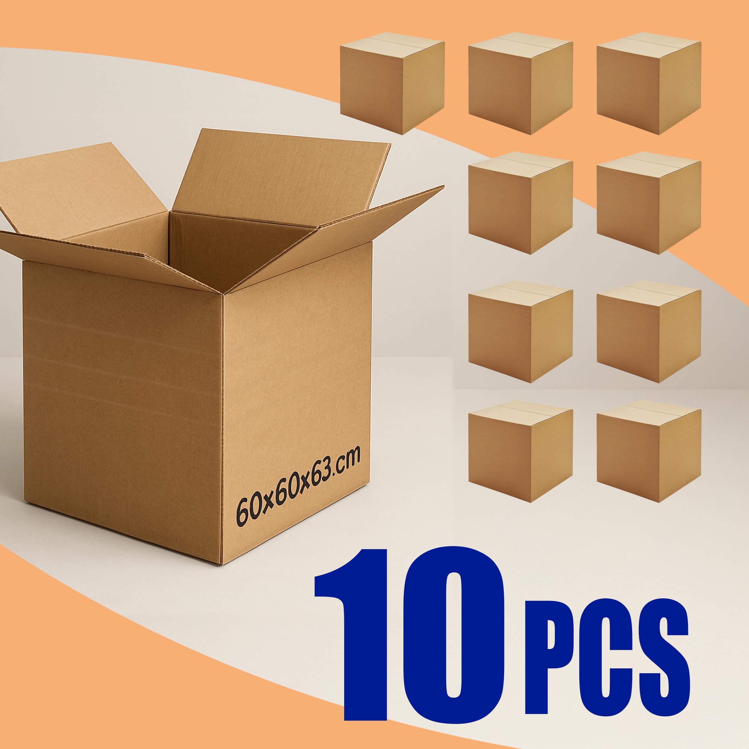 Gianto 10 Scatole Cartone 60 x 60 x 63 cm Doppia Onda, Scatoloni Grandi per Trasloco, Logistica, Spedizioni, Imballaggio, Magazzino, Packaging, Deposito, Resistenti - Avana