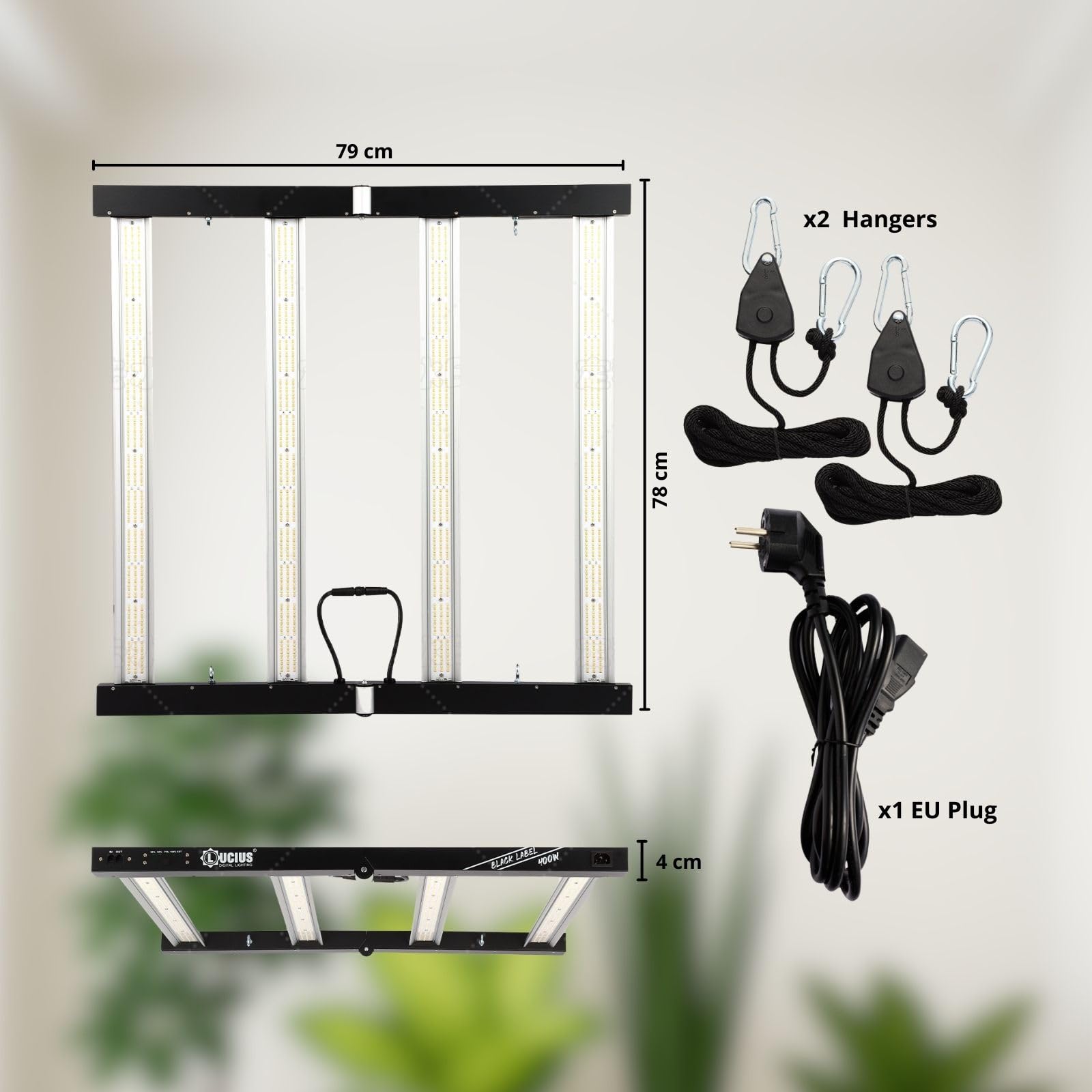 LUCIUS - Lampe LED 400W 2.9 - Culture en intérieur 80 x 80 cm, Croissance/Floraison, Intensité réglable, Serres et plantes d’intérieur, légumes et fleurs, Basse température