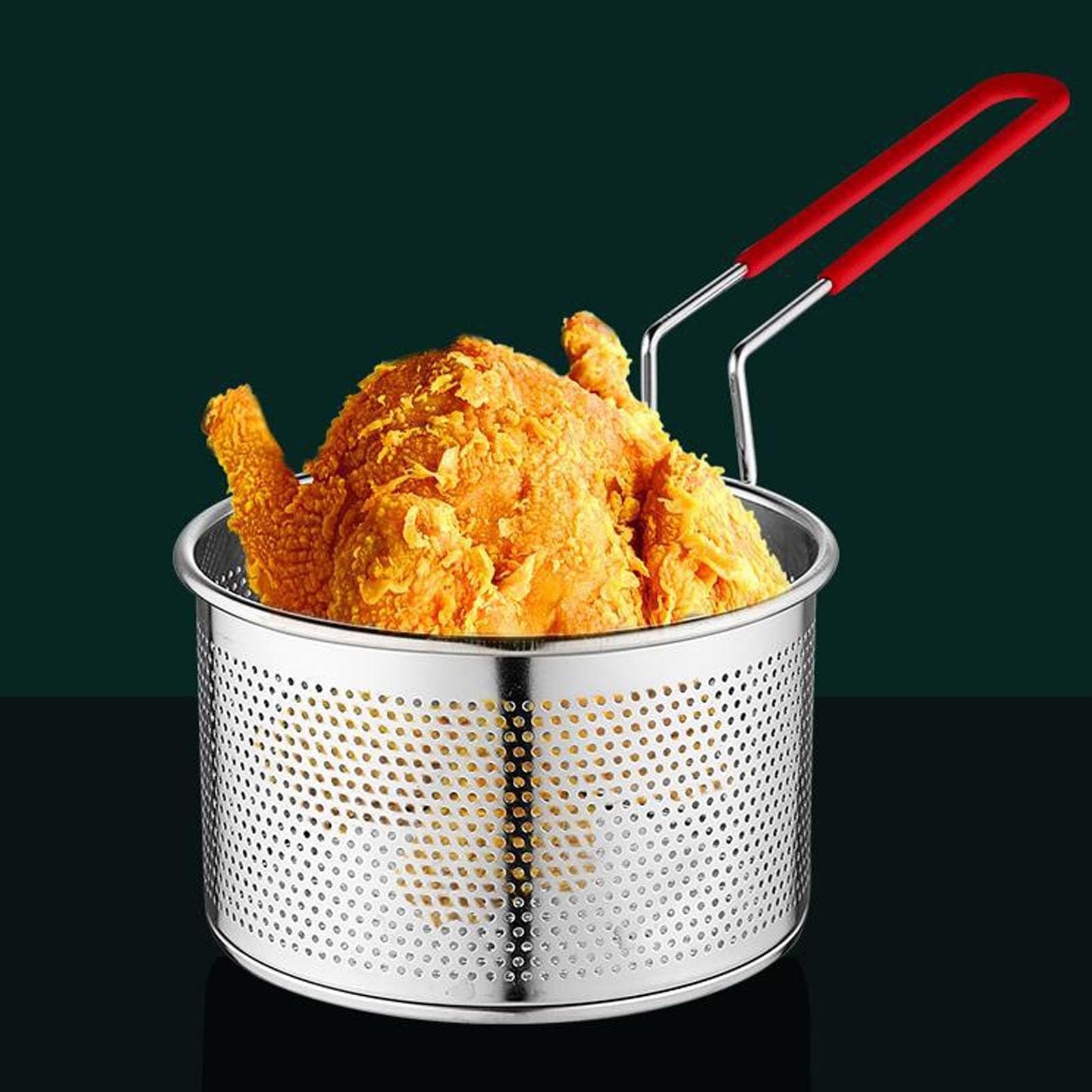 Stainless Steel Deep Fryer Basket, Ergonomic Handle (Duży 19,8 cm)