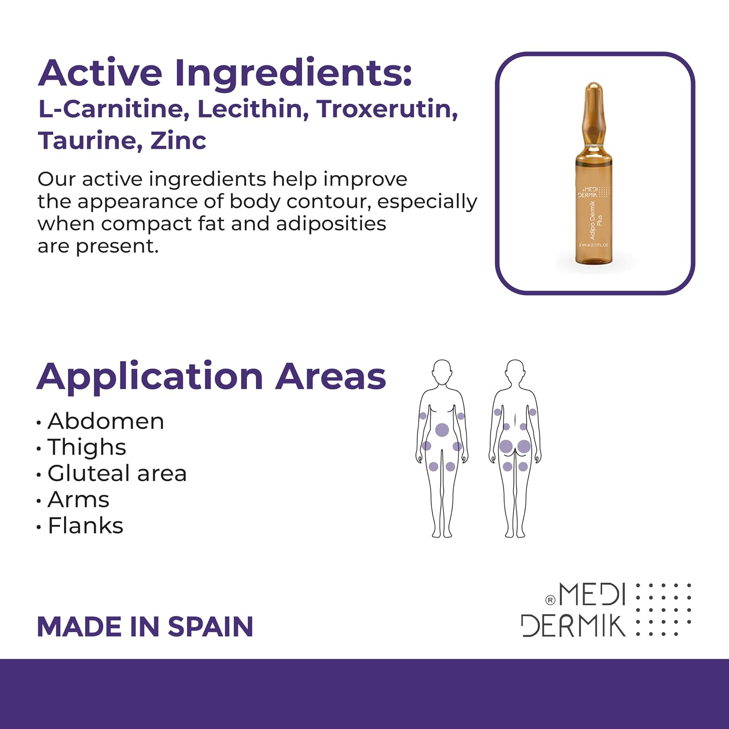 Adipo Plus Dermik – Lipolytic & Fat Reduction Serum – 20 ampoules x 5 ml (Total 100 ml / 3.38 fl oz)