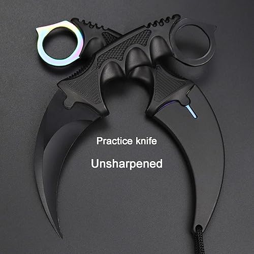 Miniatura 16 de Karambit - Cuchillo de entrenamiento de práctica de acero inoxidable con funda para principiantes, herramienta de entrenamiento 100% segura Rojo