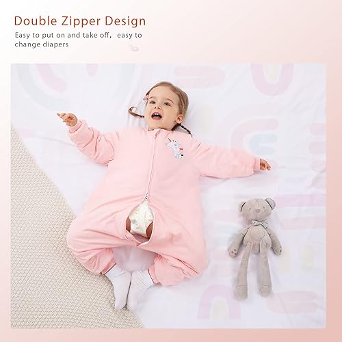 Miniatura 5 de Saco de dormir para niños pequeños con pies de invierno, saco de dormir de 3 a 5 años, saco de dormir con peso para bebé, 2.5 TOG, saco de dormir de
