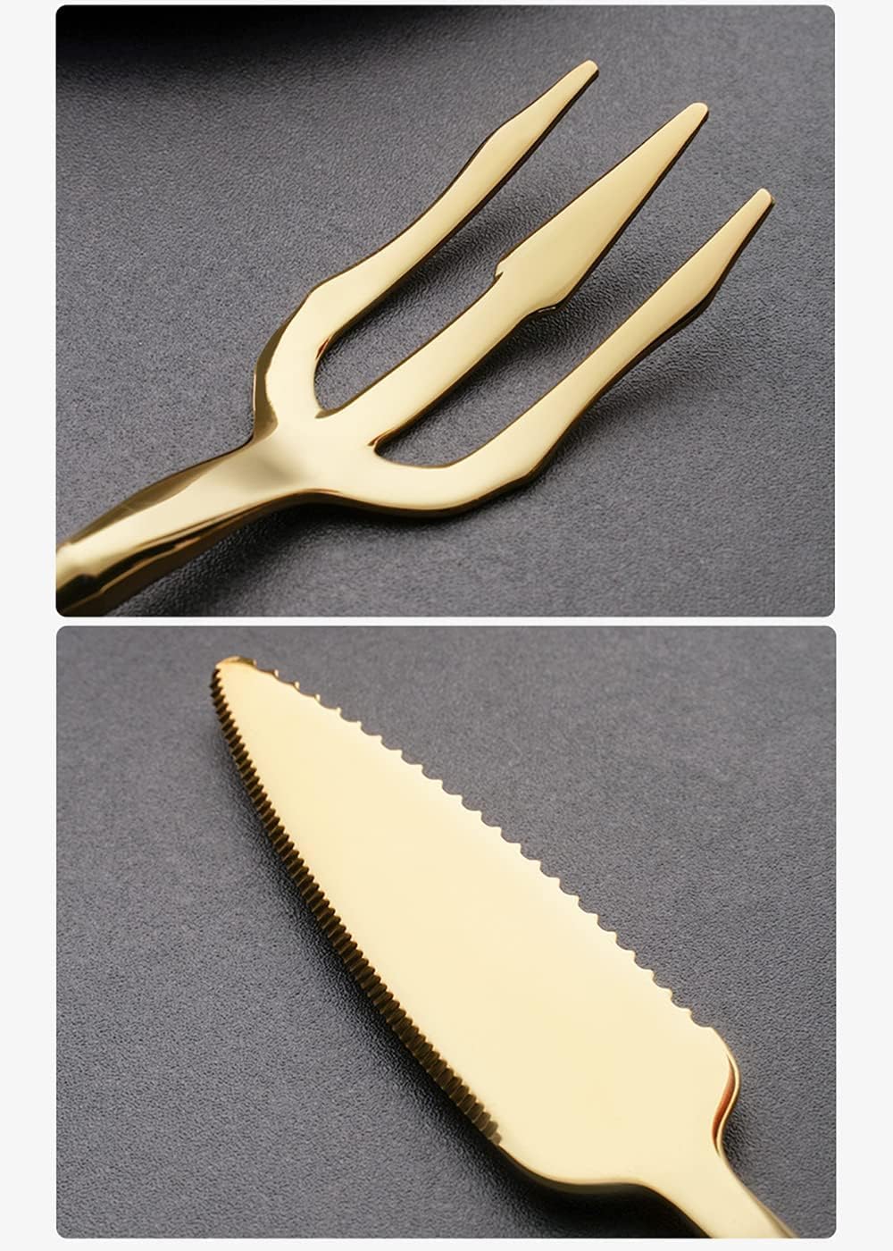 Ce Service de Couverts dorés pour 10 Personnes, en Acier Inoxydable 18/10 Durable, est Un Ensemble de 40 pièces au Style Moderne et créatif, idéal pour la Maison, la Cuisine, Les Mariages et