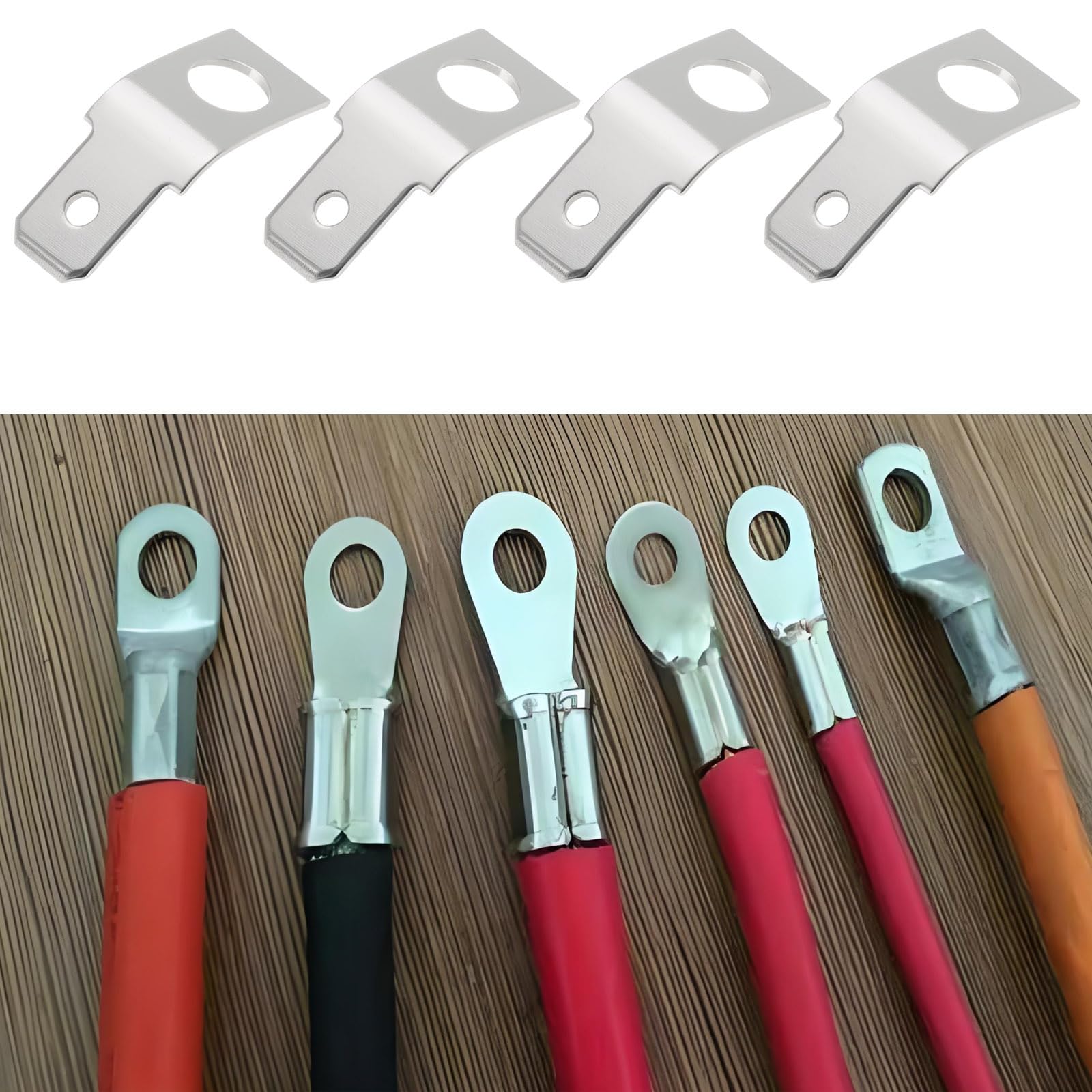 The Lord of the Tools 50Pcs 6.3mm M4 Male Spade Blade Connector Brass Non-Insulated 135 Degree Angle Crimp Terminals Connectors for Boat Automotive Home Electrical Connections (Silver) - Image 2