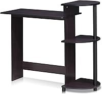 Vista 22 de Furinno Efficient Home - Escritorio para computadora portátil/laptop con estantes cuadrados, color americano/negro