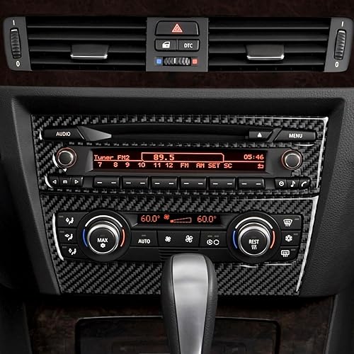 Miniatura 8 de Cubierta de panel de CD de coche, calcomanía de fibra de carbono para BMW E90 E92 E93 2006 2007 2008 2009 2010 2011 Accesorios interiores (estilo C)