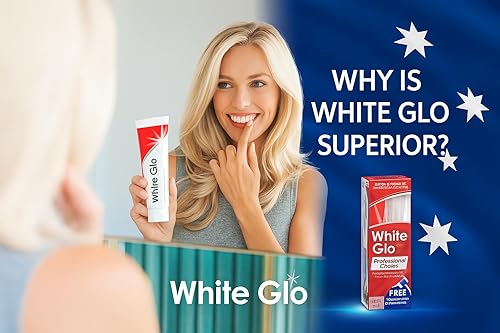 Miniatura 4 de White Glo Pasta dental blanqueadora extra fuerte, elección profesional, 3.4 fl oz, 2 paquetes con Sanitral, 50 unidades de hilo dental incluido como