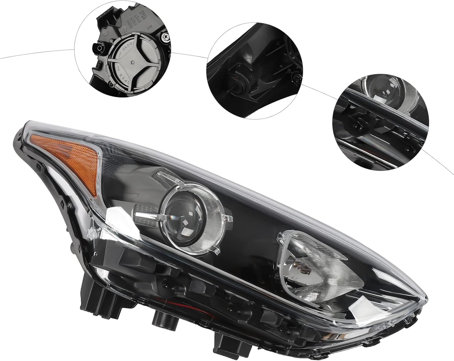 Halogen Headlight Assembly Fit for Kia Forte Sedan 2019 2020 2021, Front Head lamp Passenger Side Replacemnt with Side Marker Lamp Clear Lens Black Housing, OE KI2503241