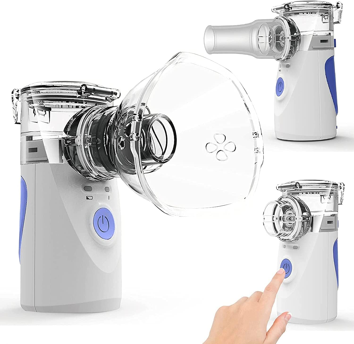 CGY Portable Automatic Mesh Inhaler Humidifier for Adults and Children with Masks and Mouthpieces, Blue