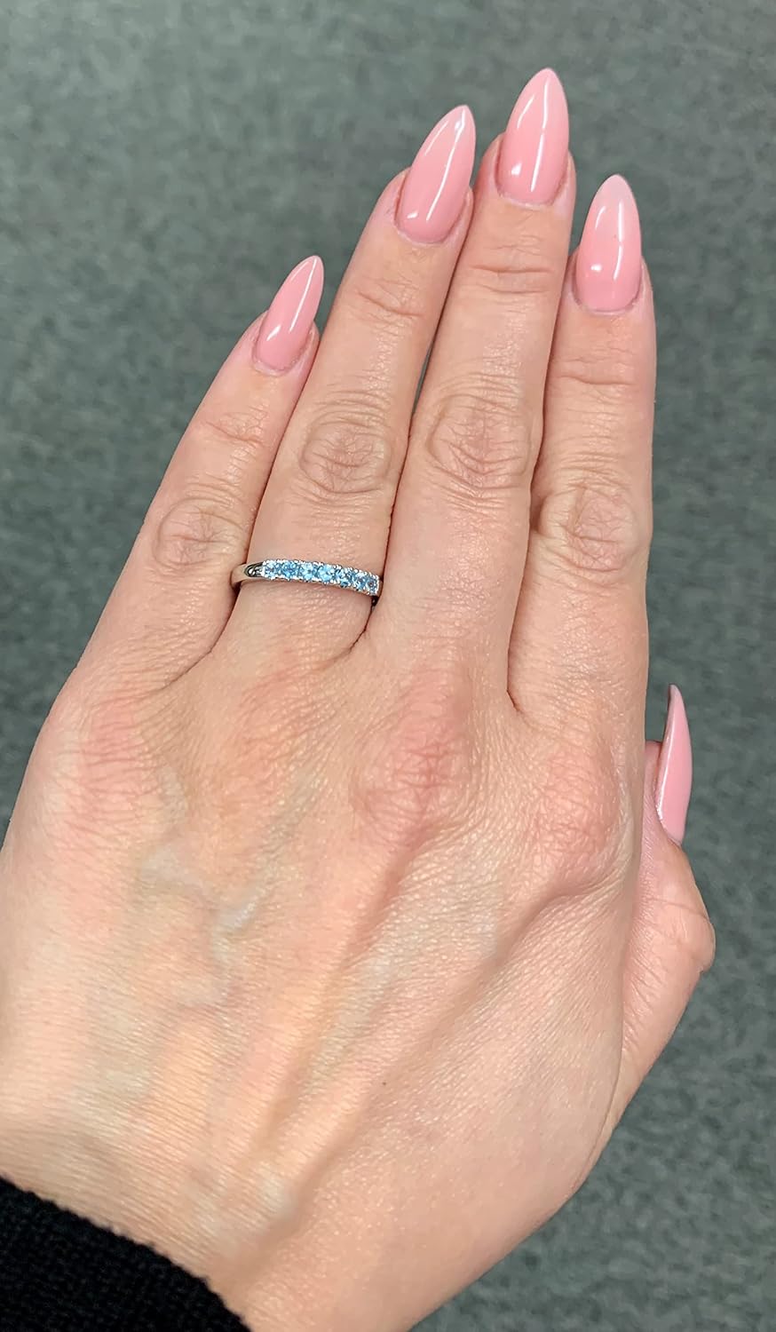 Boston Bay Diamonds Rhodium Plated 925 Sterling Silver 7-Stone Birthstone Gemstone Stacking Anniversary Ring